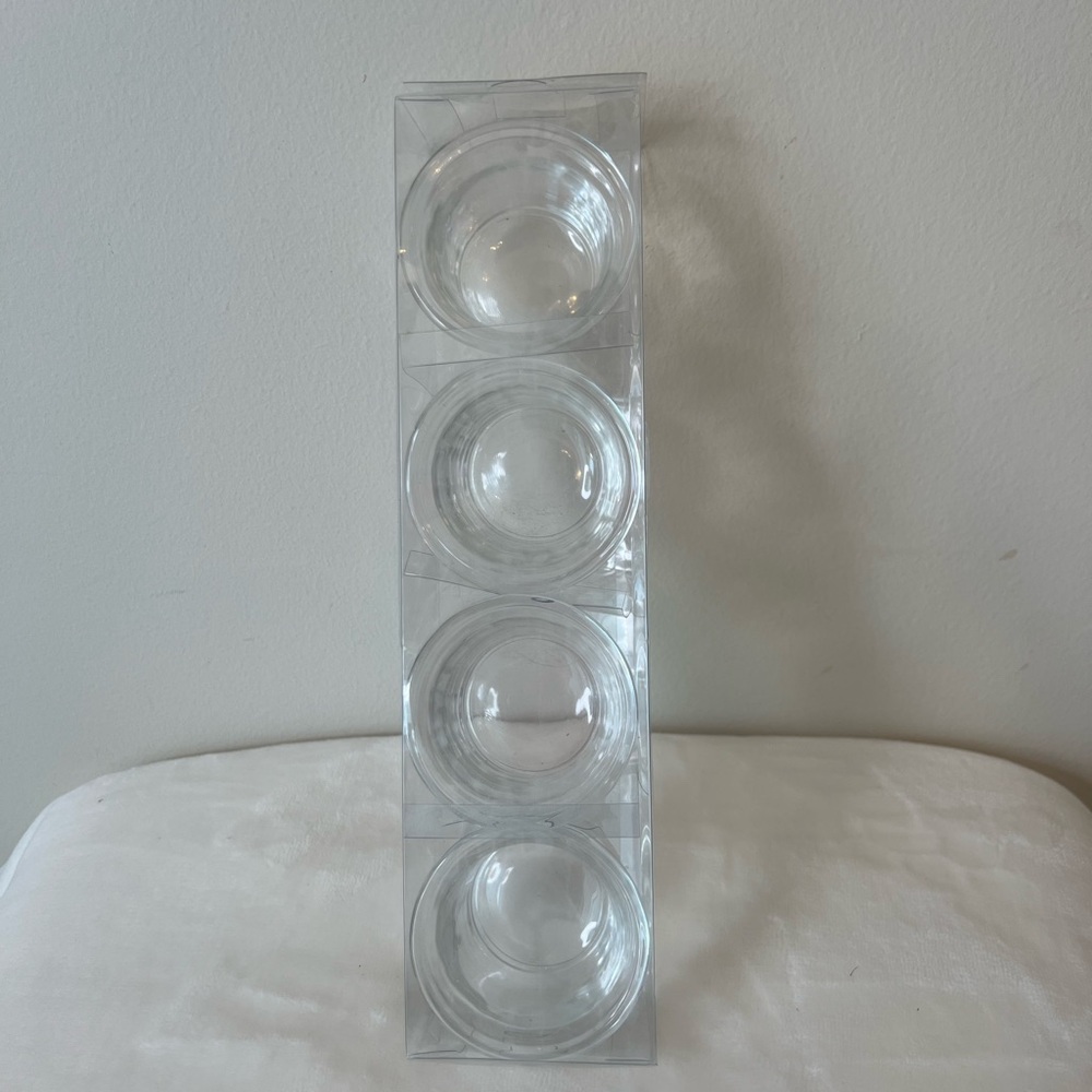 Set of 4 Clear Glass Tea Light‎ Candle Holders – New